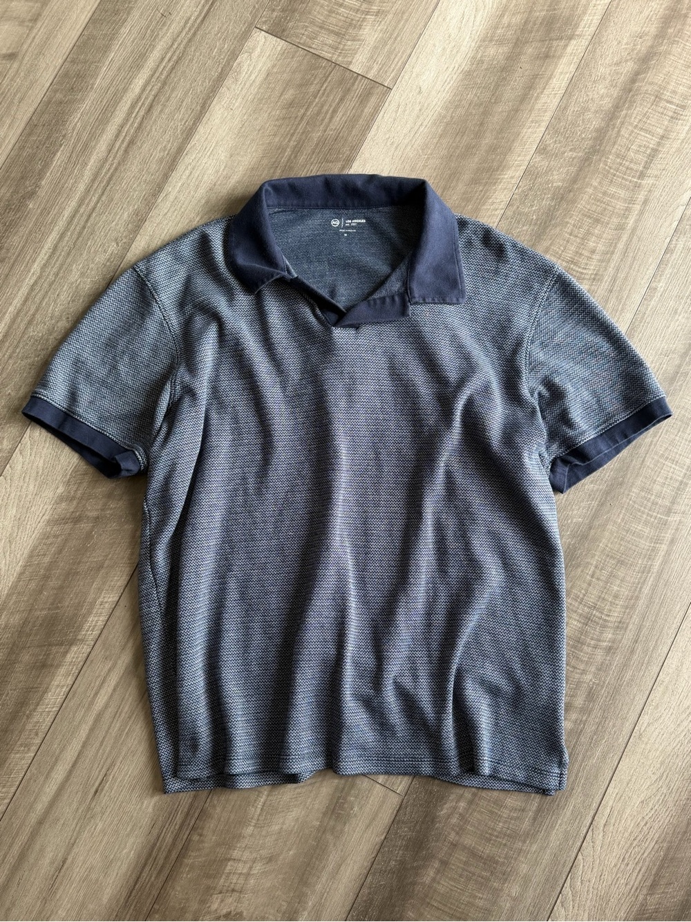 AG Adriano Goldschmied Men’s Blue Bryce Johnny Collar Knit Polo Shirt Sz M